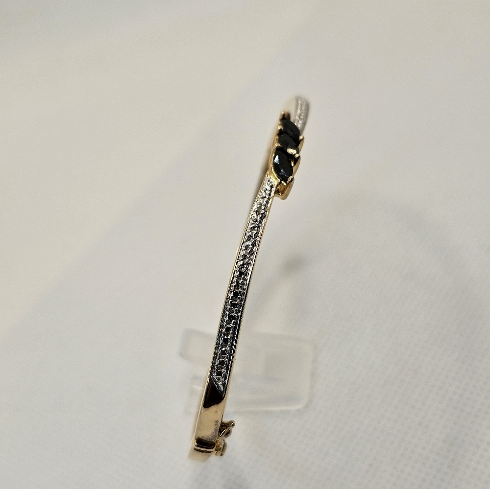 Vintage Genuine Sapphire & Diamond Accent Vermeil Bangle! - Picture 4 of 6
